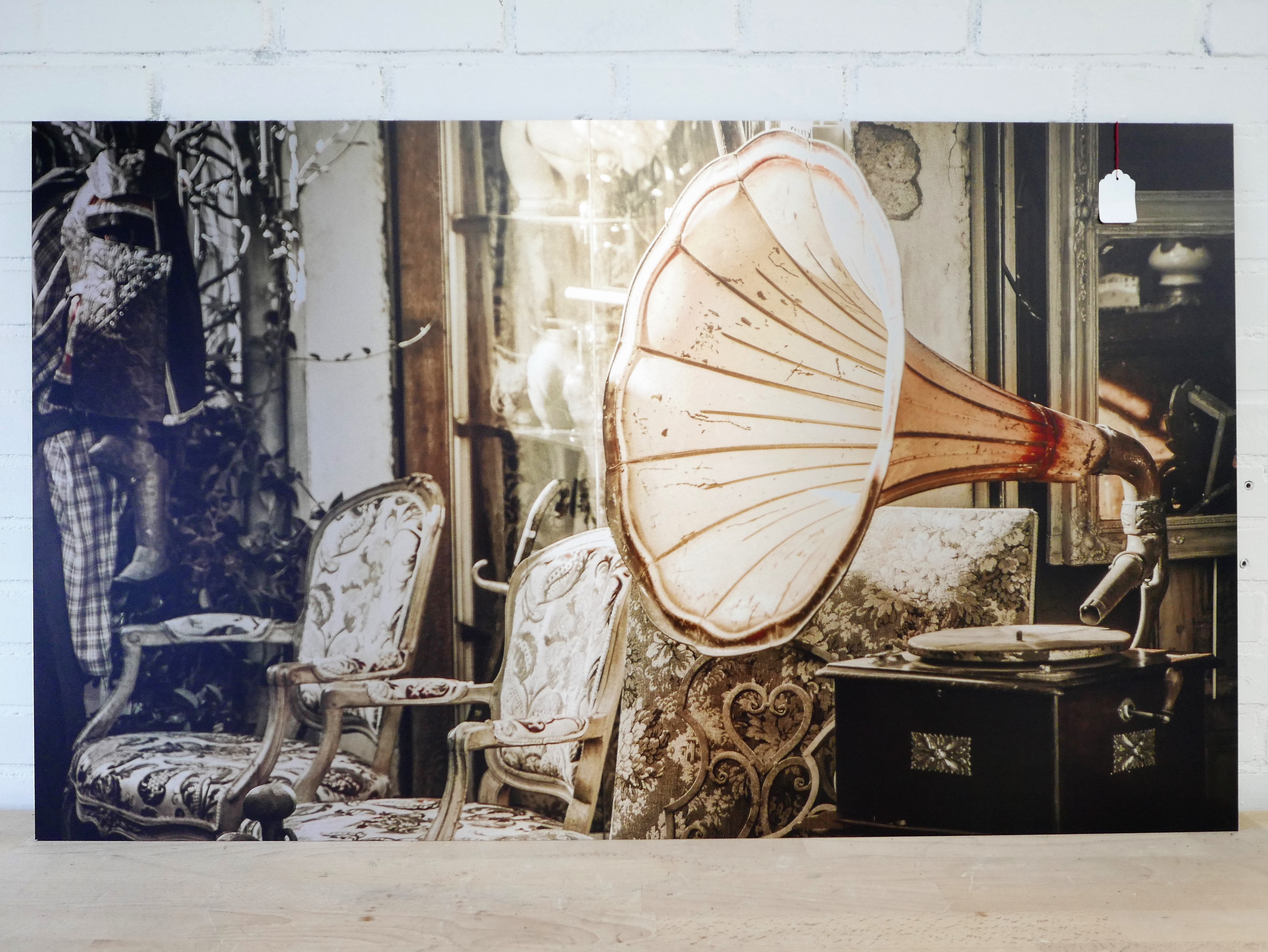Dibond wanddecoratie gramophone 118x70 cm 
