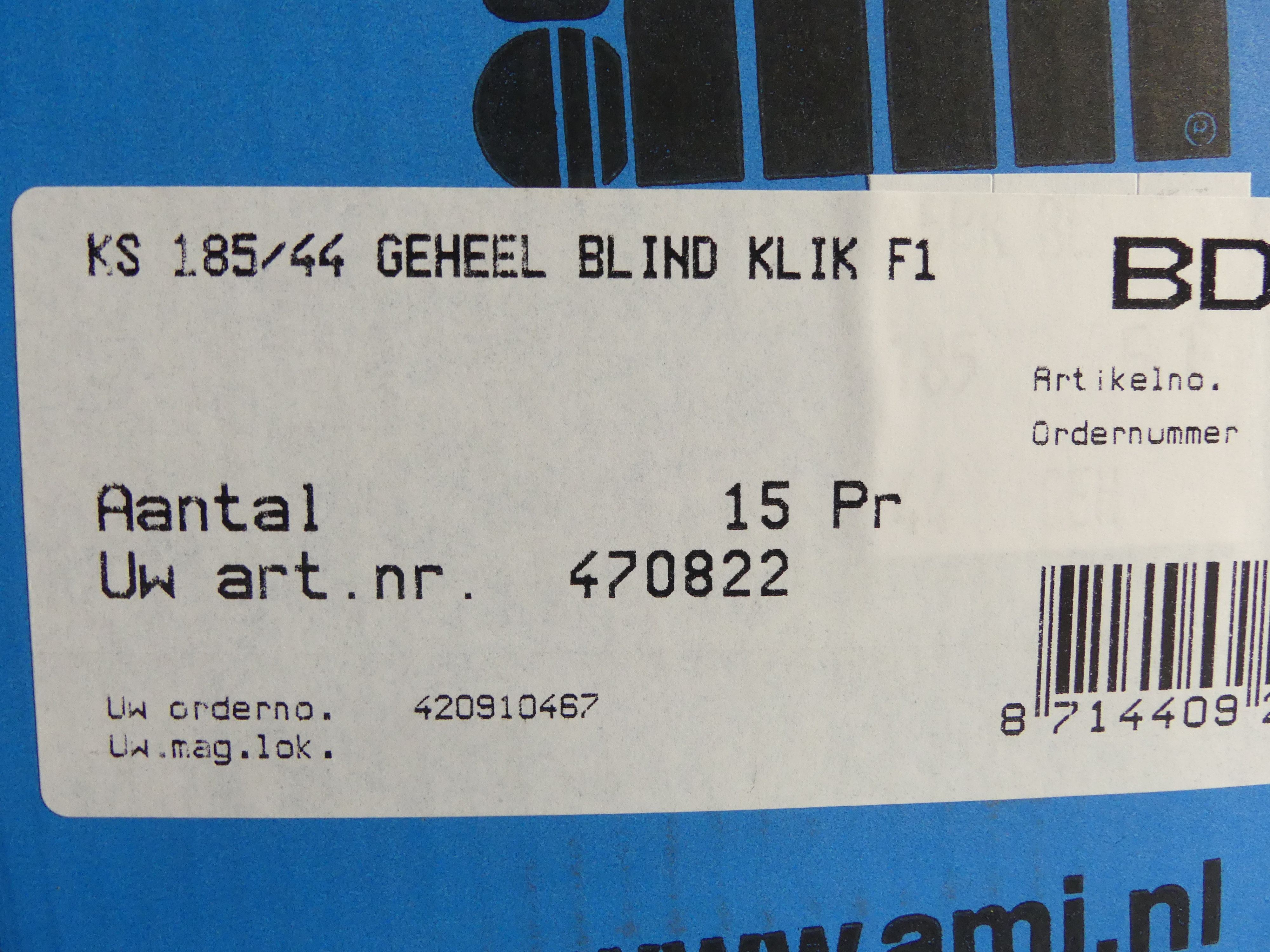 60x Binnendeurschild geheel blind KS 185/44 