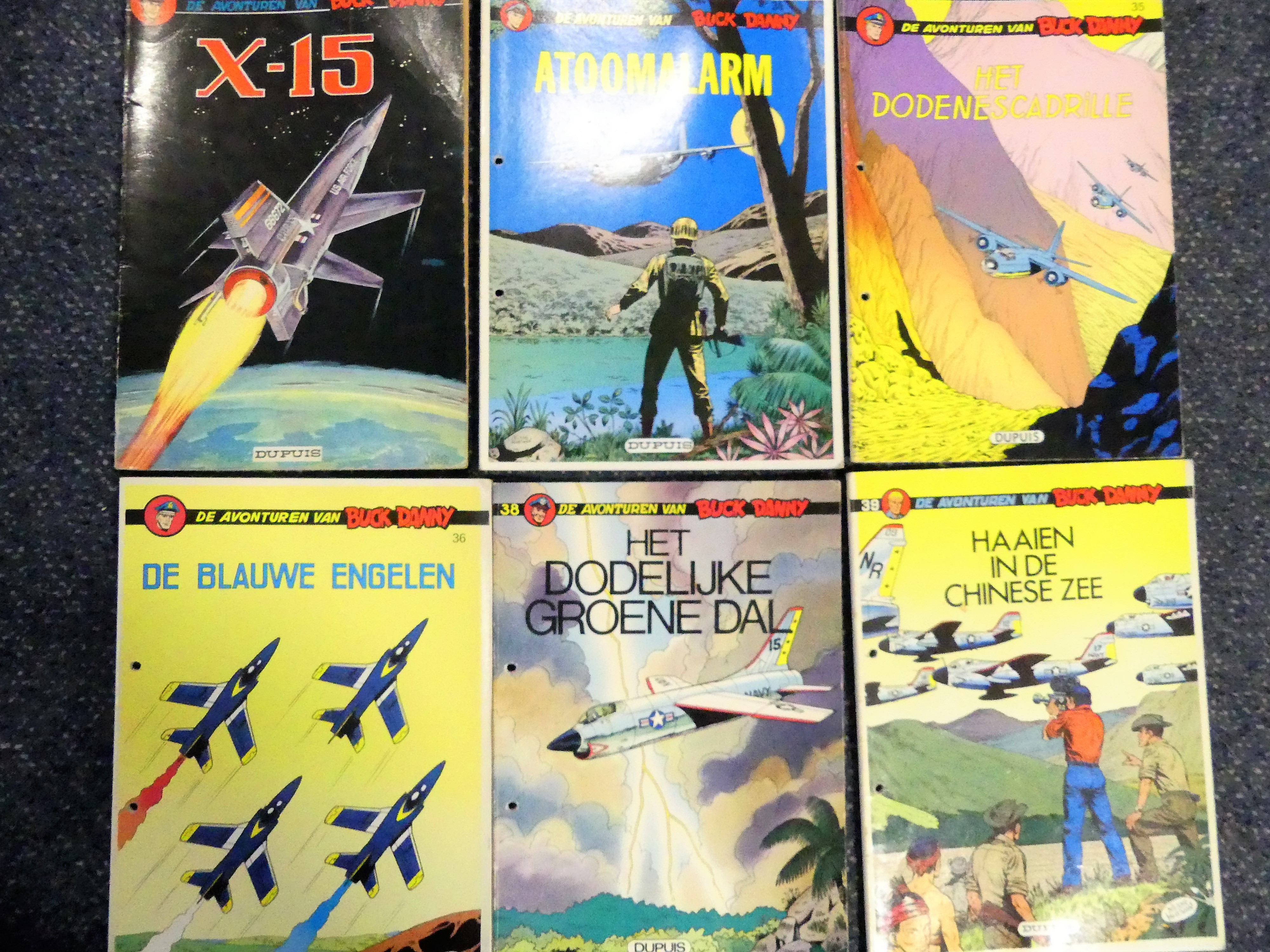 6 Stripalbums Buck Danny, nummer 31,14,35,36,38 en 39