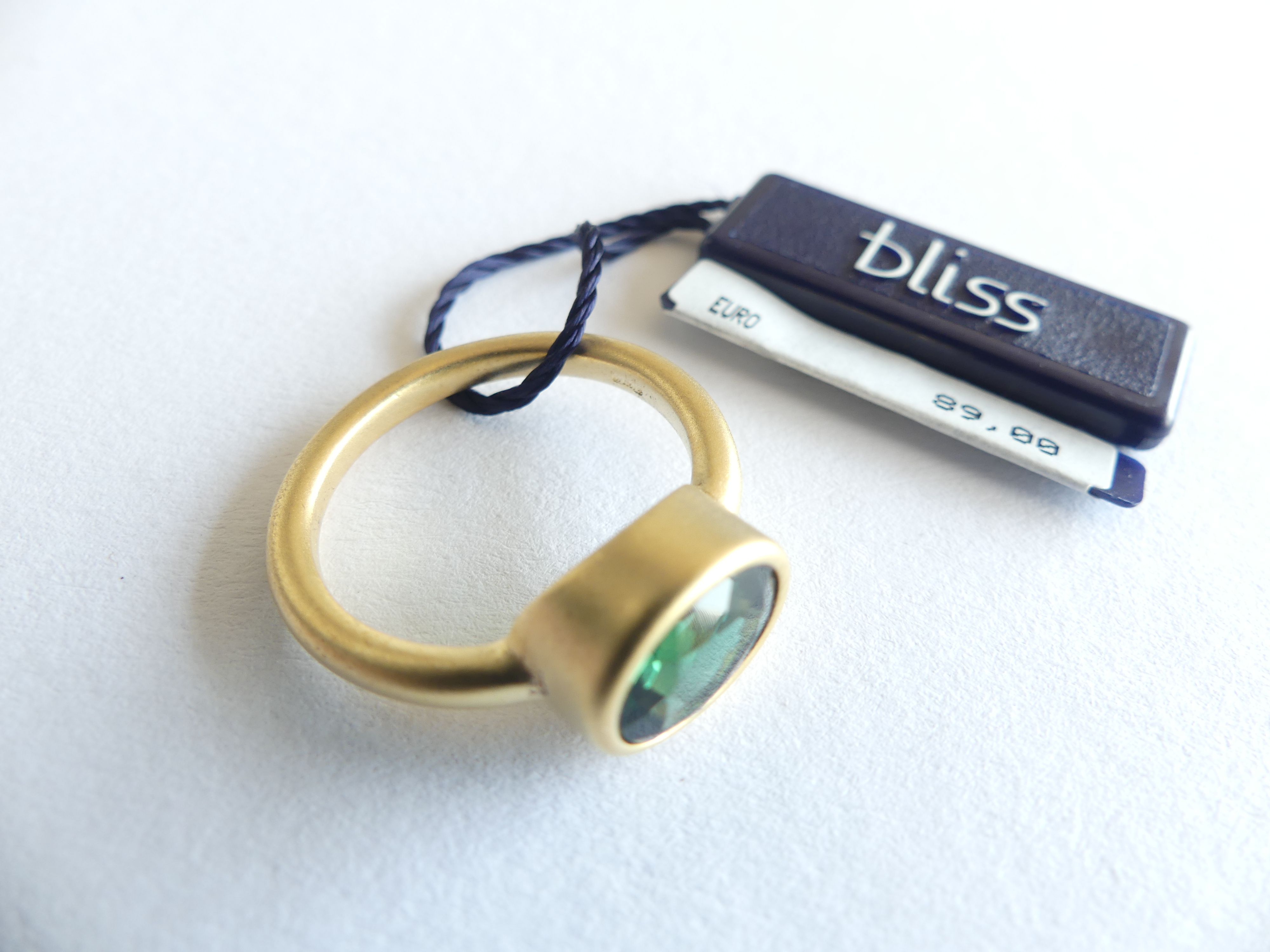 Bliss zilveren ring met groene steen, maat 17