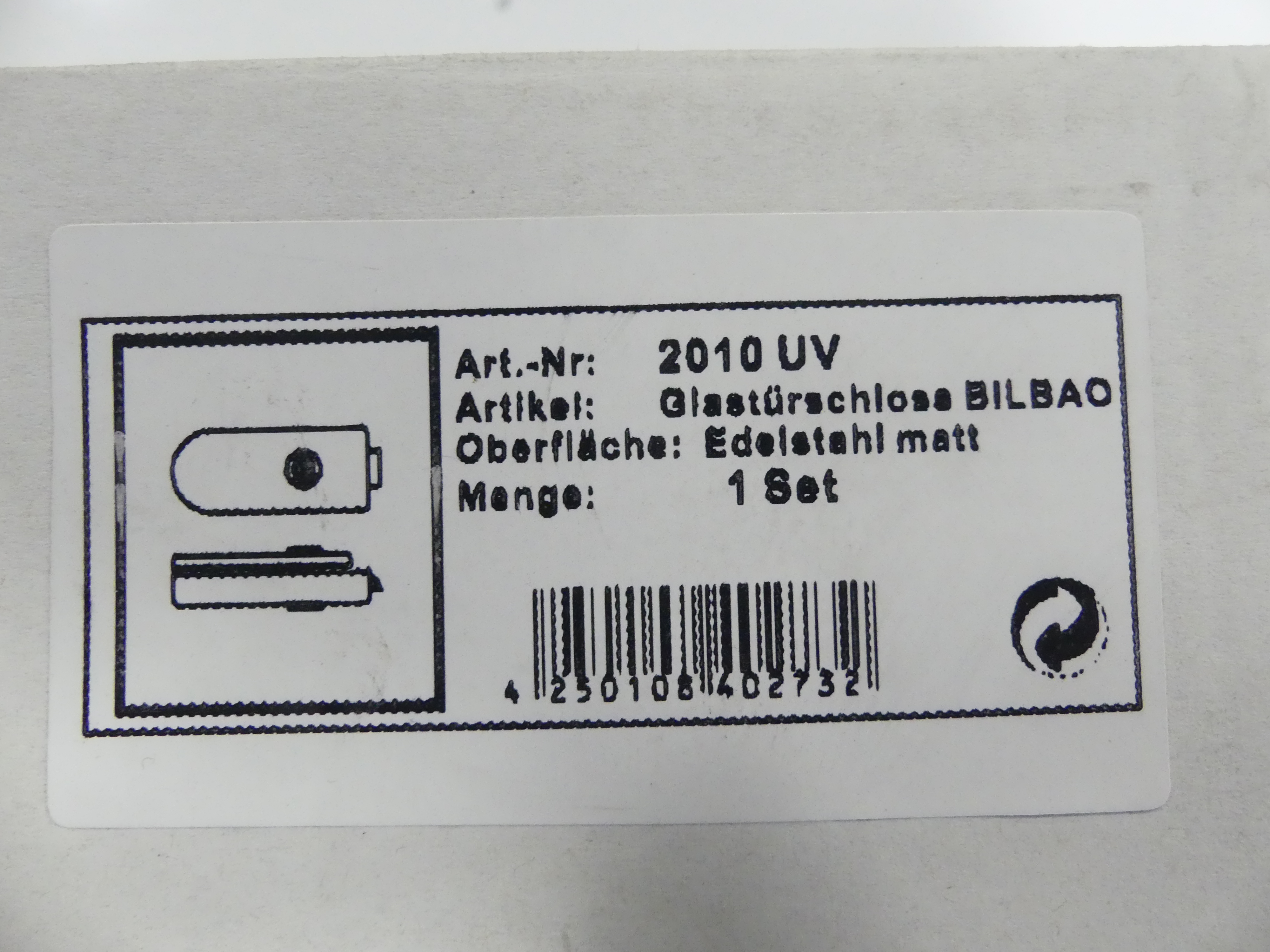 Eurolaton glasdeurslot RVS afgerond 158x65mm, 2010 UV 