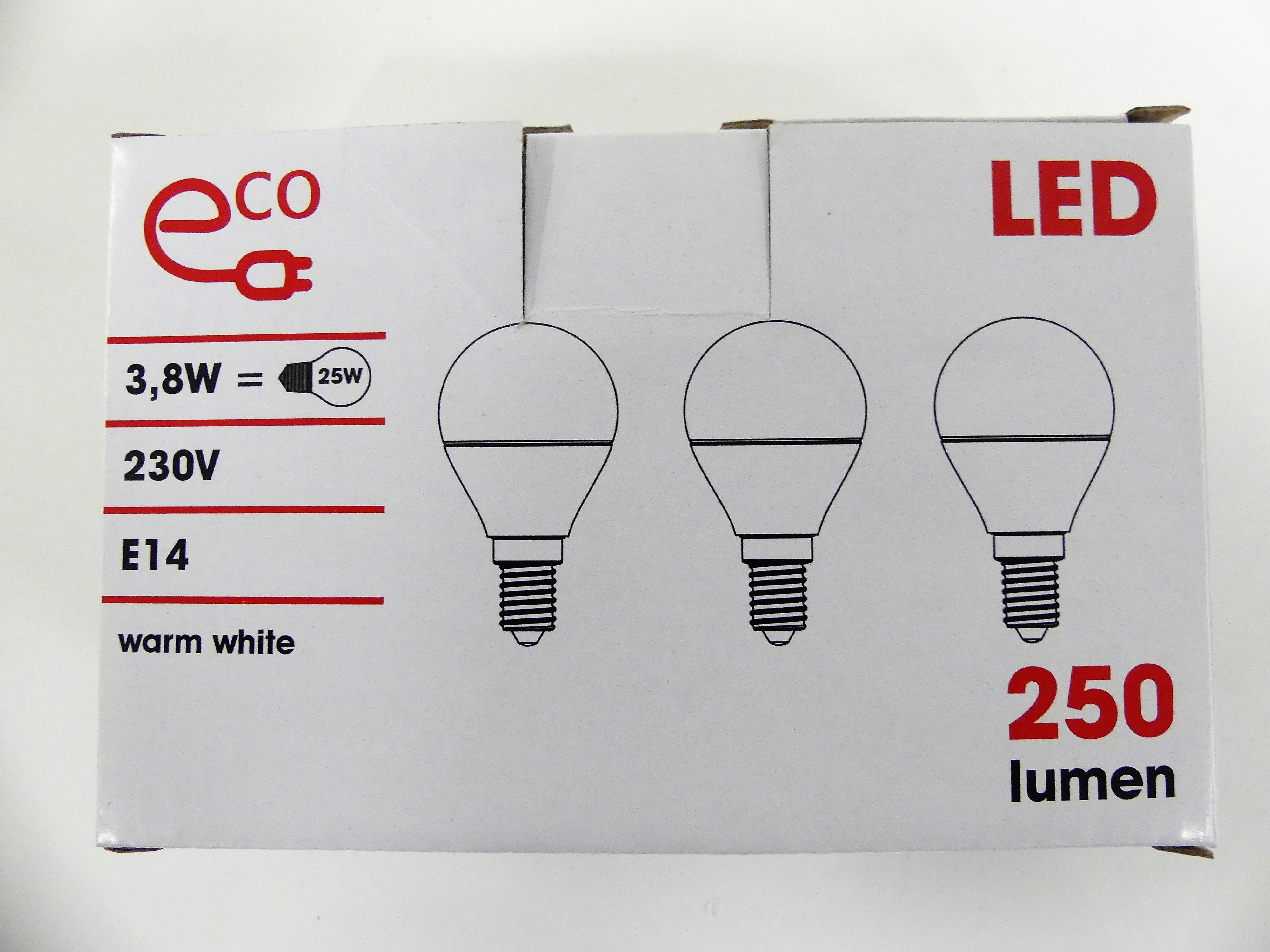 Eco Ledlamp 3 stuks warm wit E14