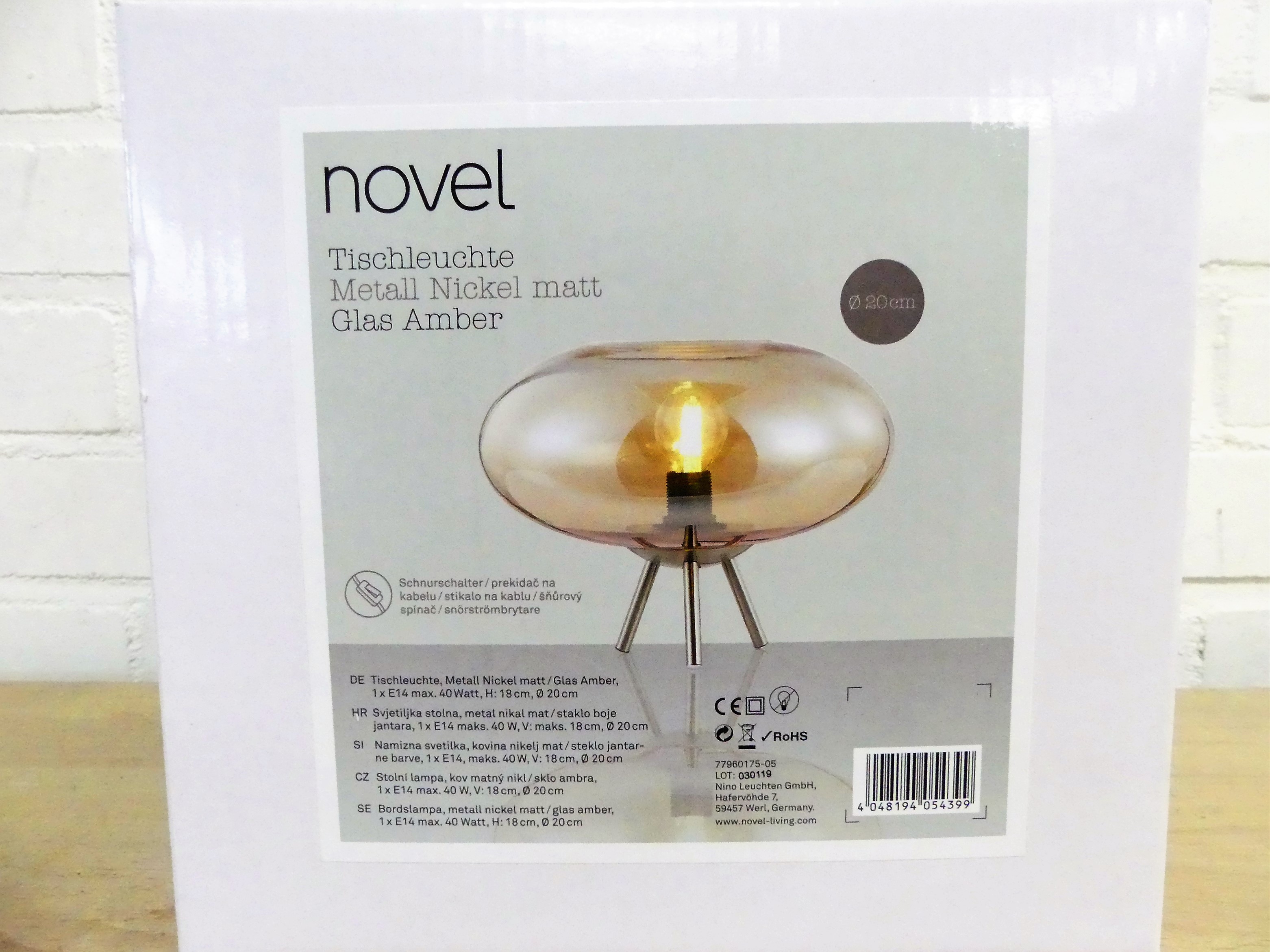 Novel tafellamp 20 cm breed mat glas 