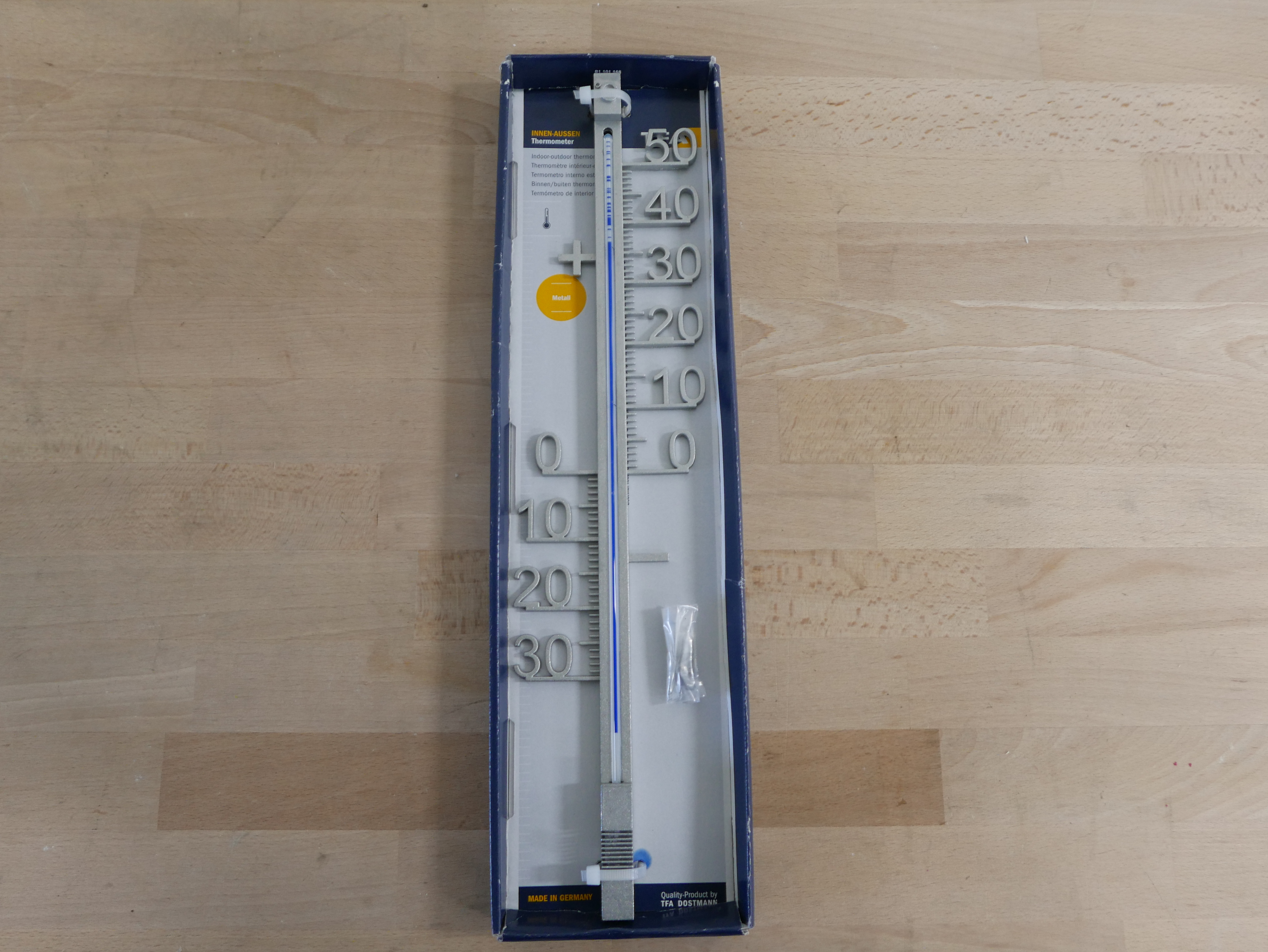 Dostmann metalen Thermometer voor binnen en buiten 42 cm hoog