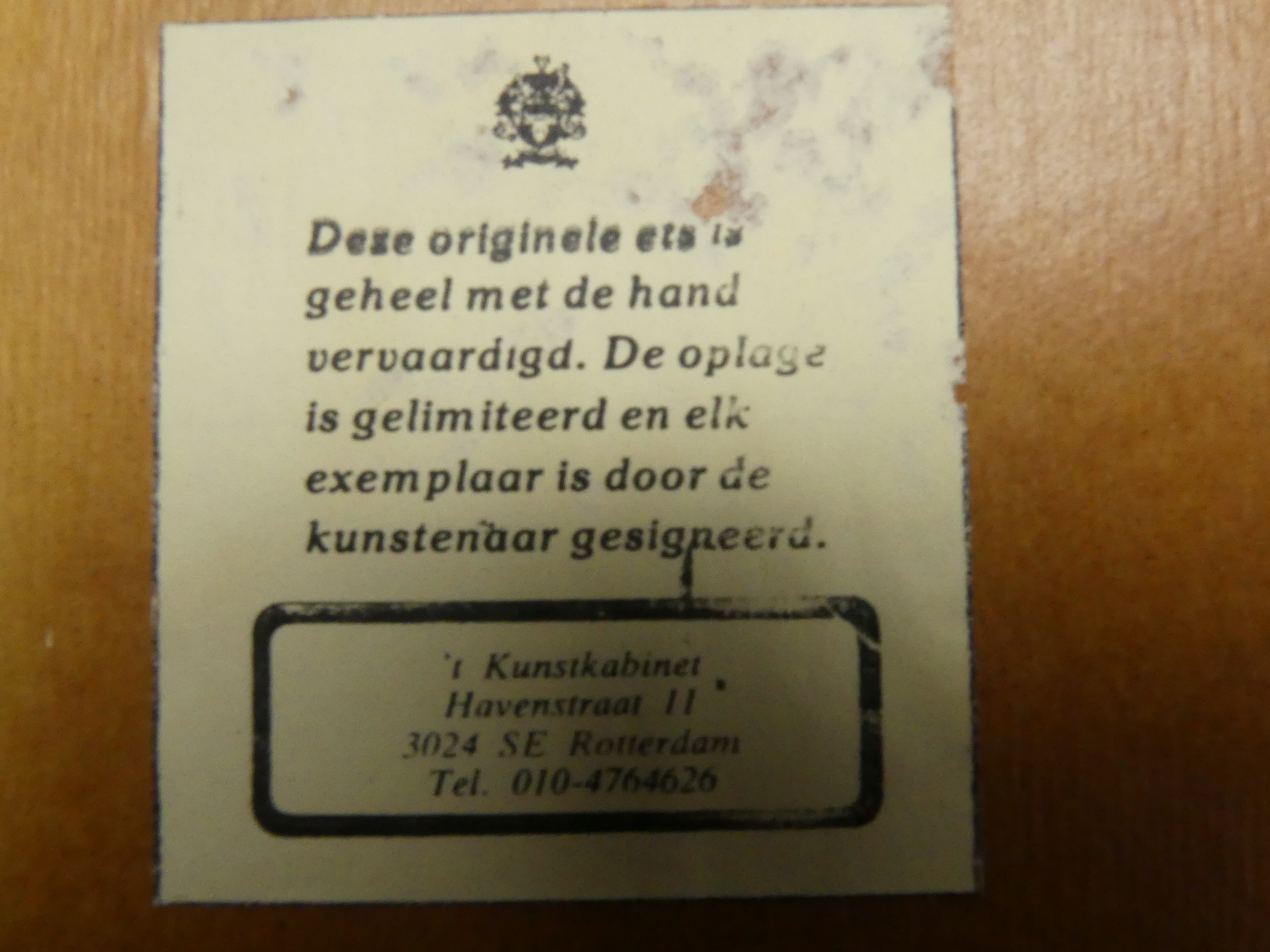 Originele gesigneerde ets van A. Wieringa "Laurenskerk Rotterdam"  