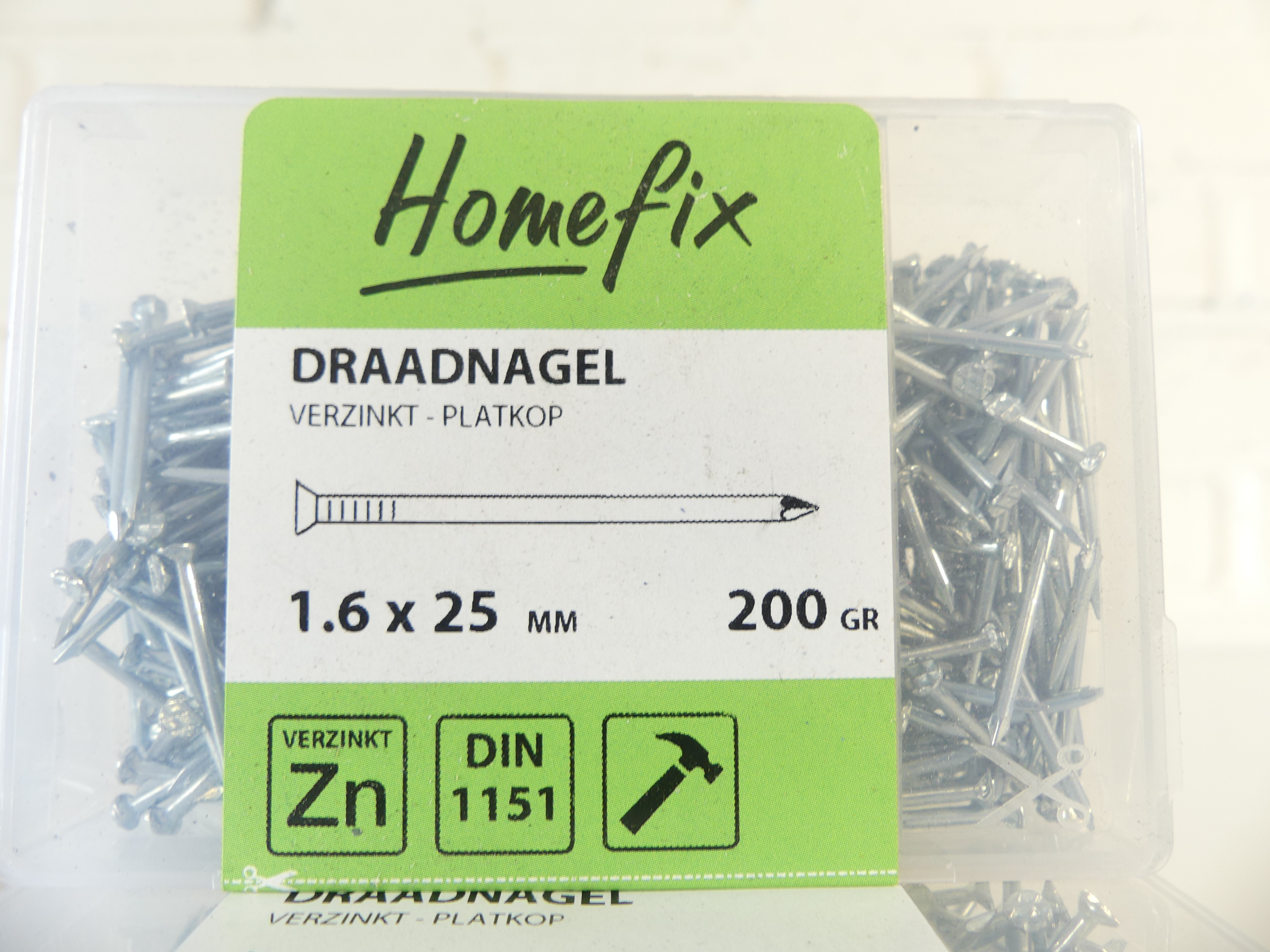 3x Homefix draadnagels 1.6x 25 mm 200 gram