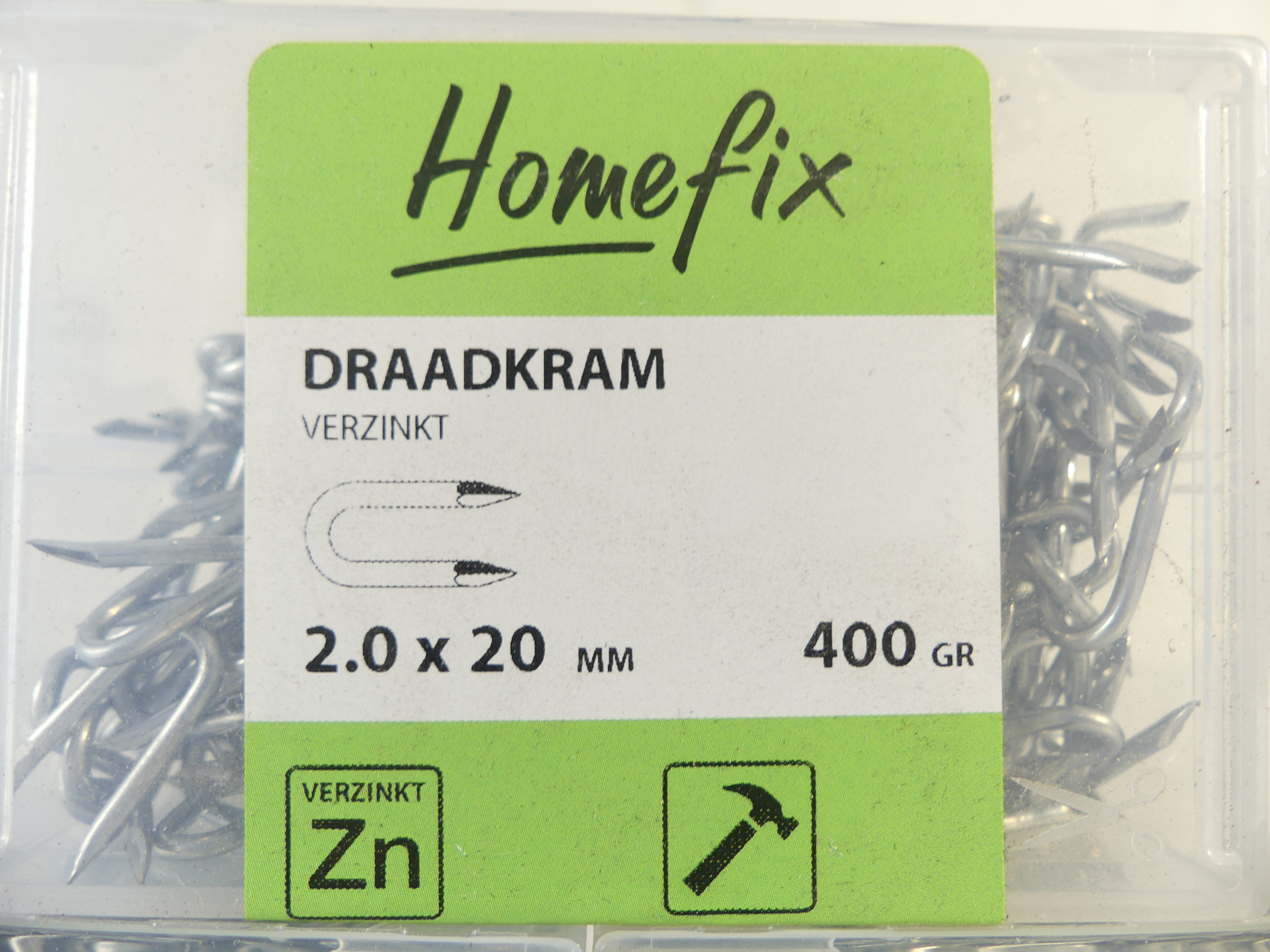 3x Homefix draadkrammen 2.0x 20 mm, 400 gram   