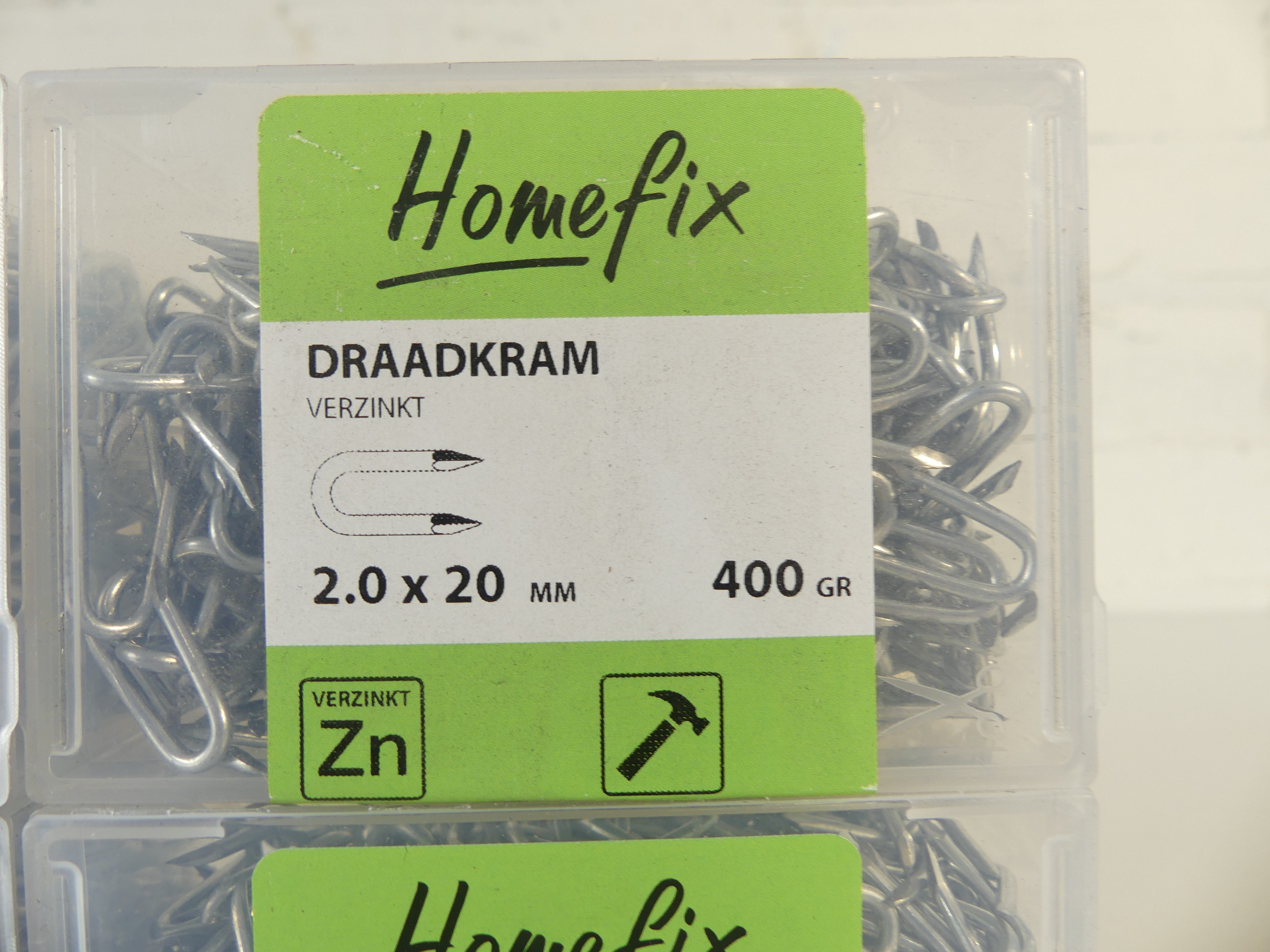 4x Homefix draadkrammen 2.0x 20 mm, 400 gram    