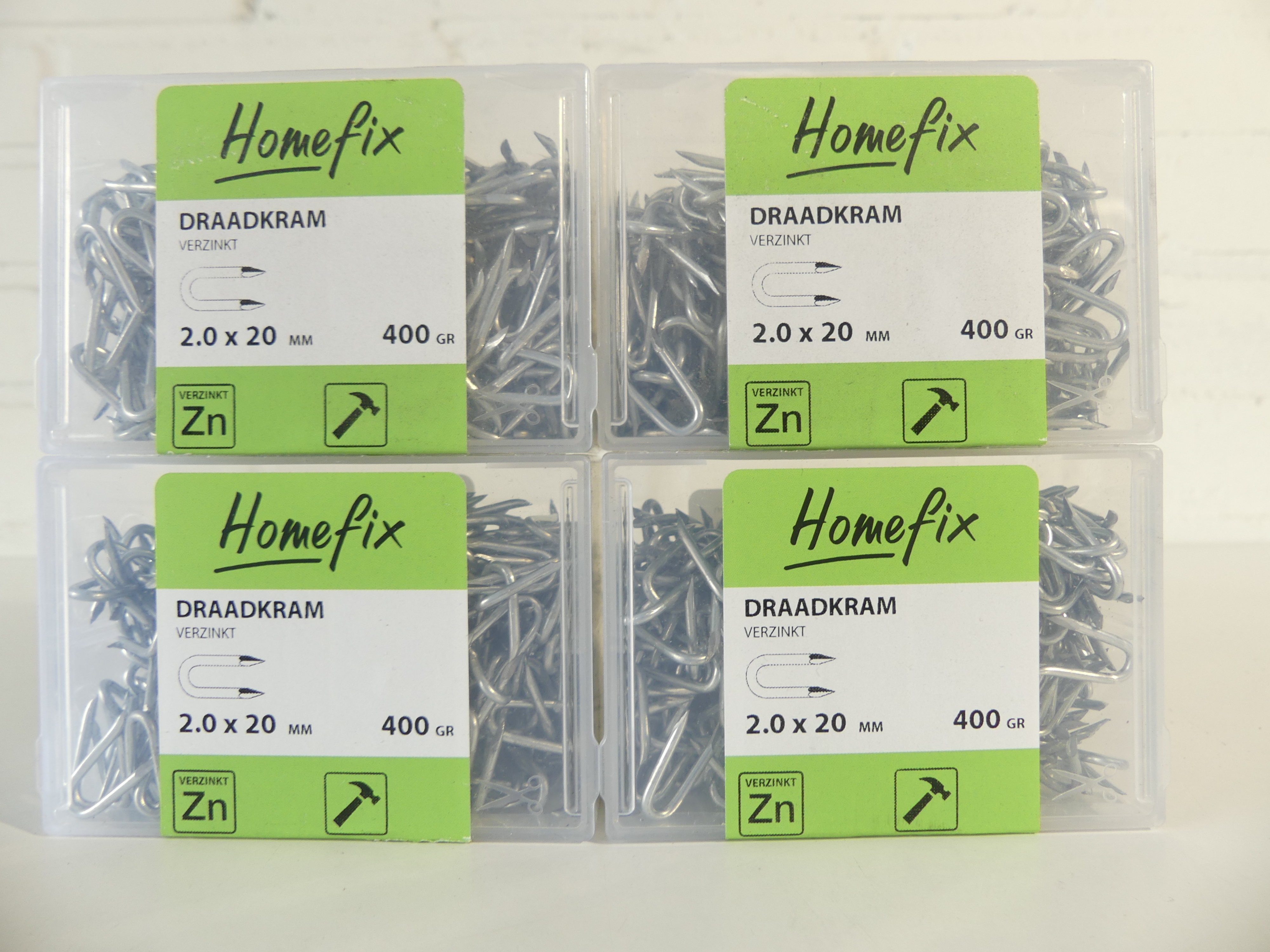 4x Homefix draadkrammen 2.0x 20 mm, 400 gram    