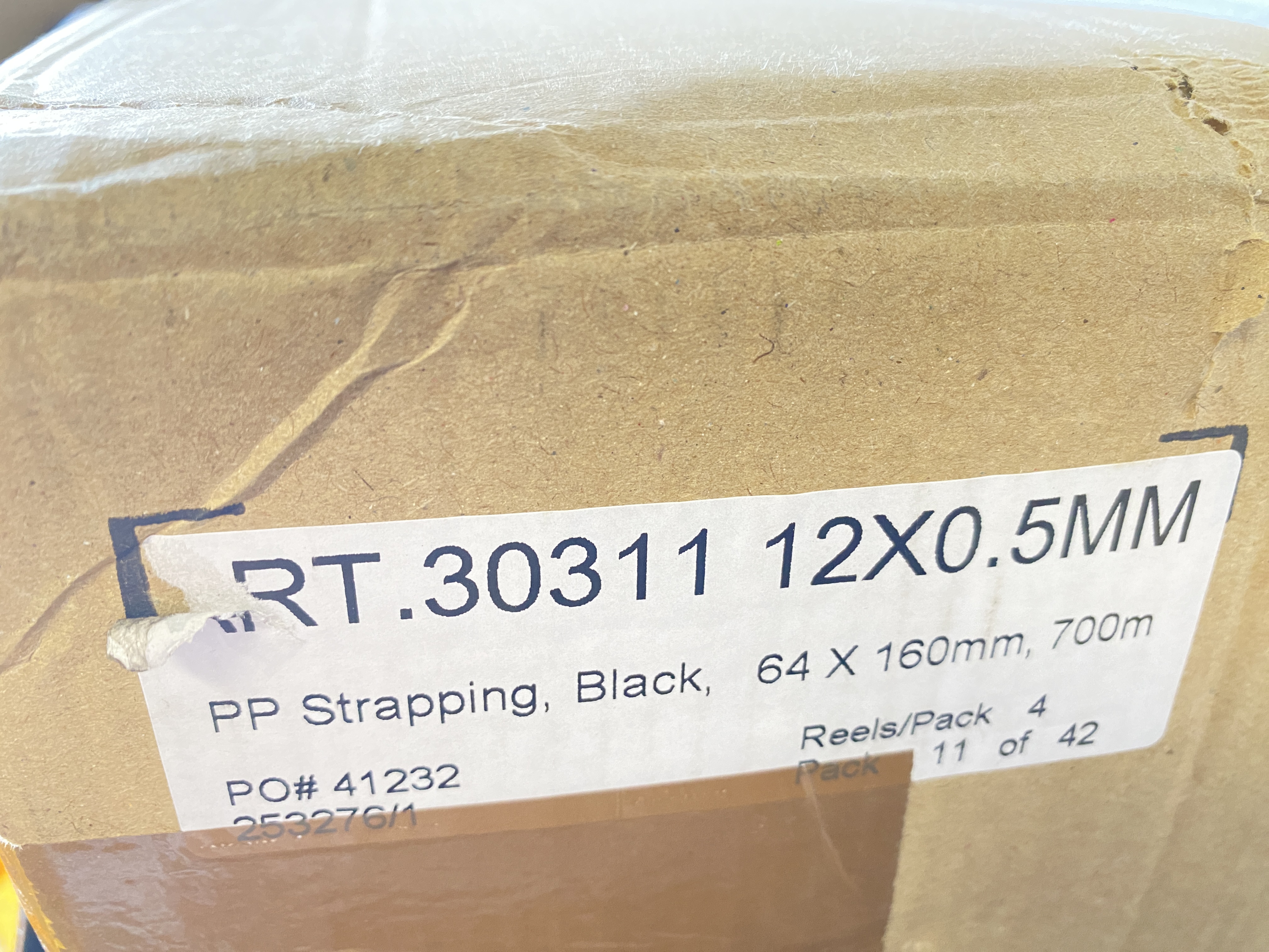 4x Rol PP strapping zwart 64x160mm 