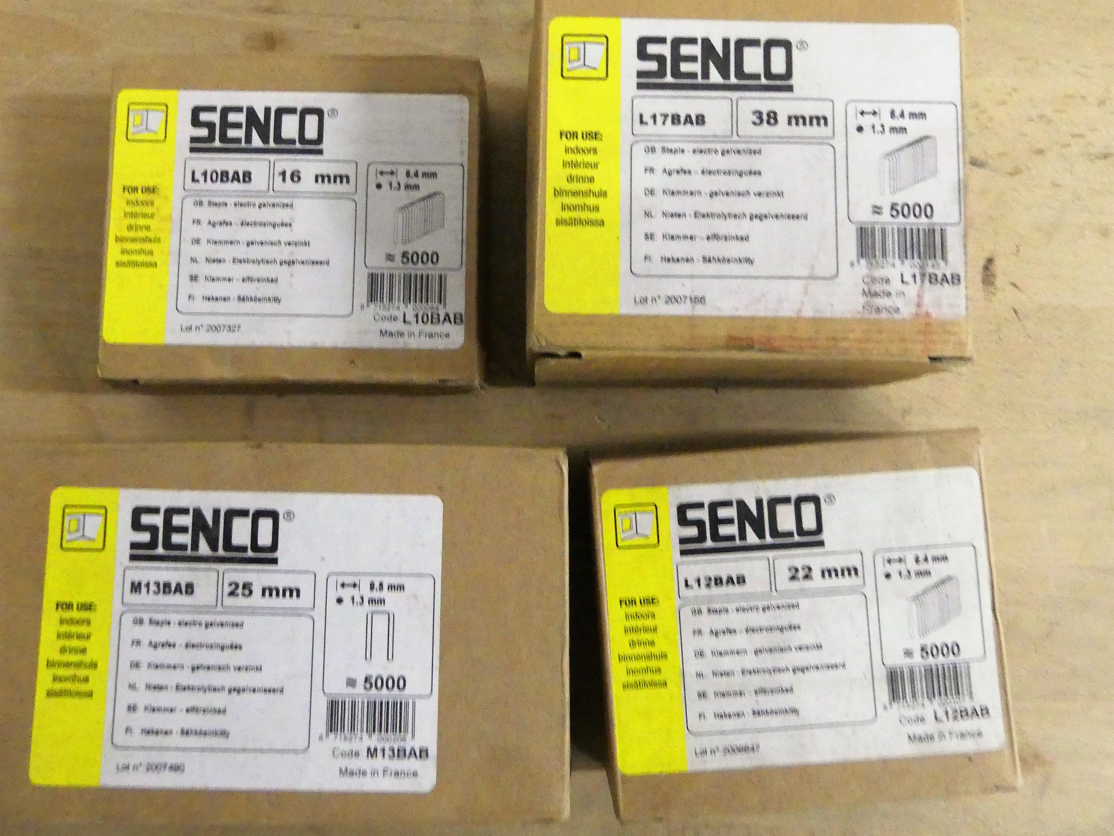 4 Verpakkingen gegalvaniseerde Senco nieten 16mm, 22mm, 25mm en 38mm 