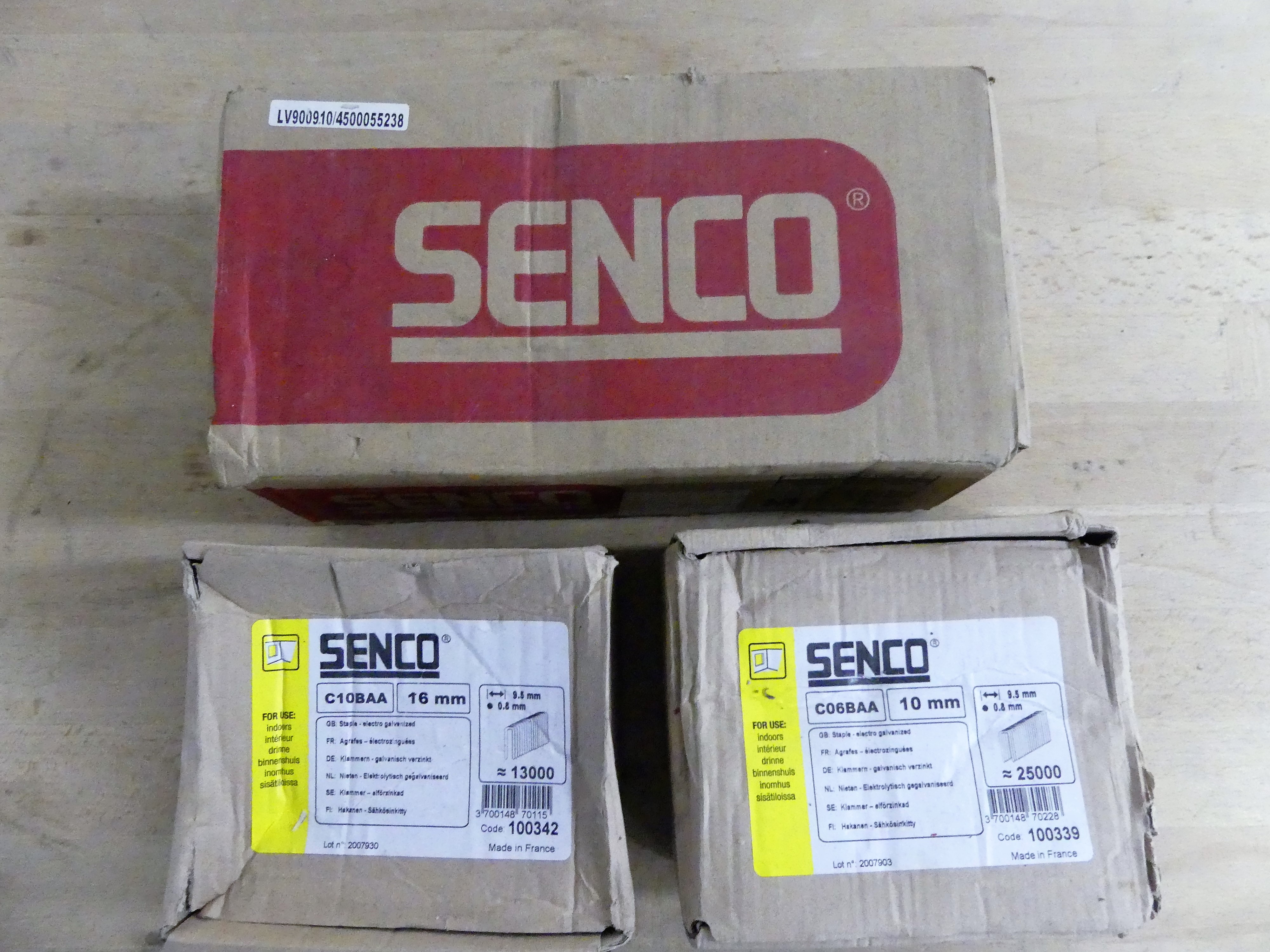 3 Verpakkingen gegalvaniseerde Senco nieten 10mm, 16mm en 25,4mm