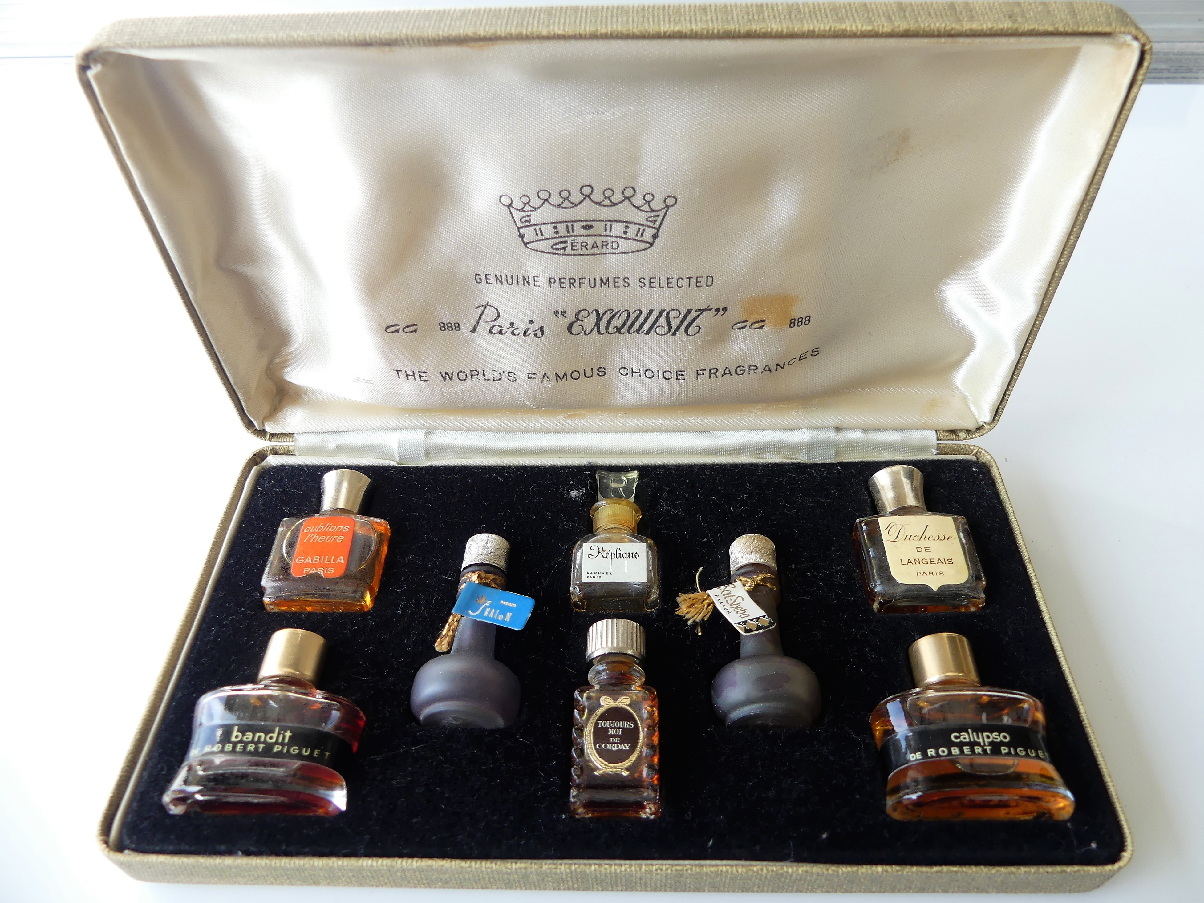 Set van 8 miniatuur parfums Parijs "Exquisit", jaren 70 